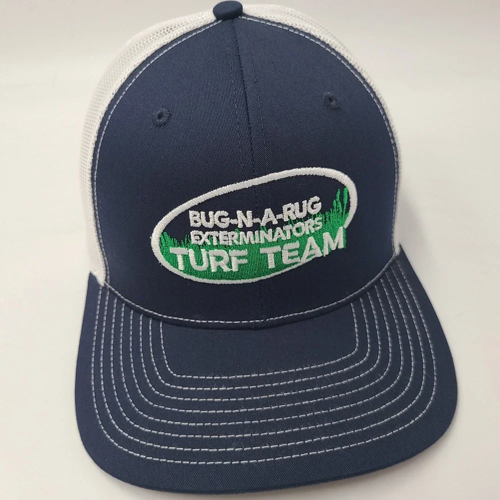 Bug-N-A-Rug Exterminators Hat‎ Snapback Trucker Richardson Blue White Turf Team